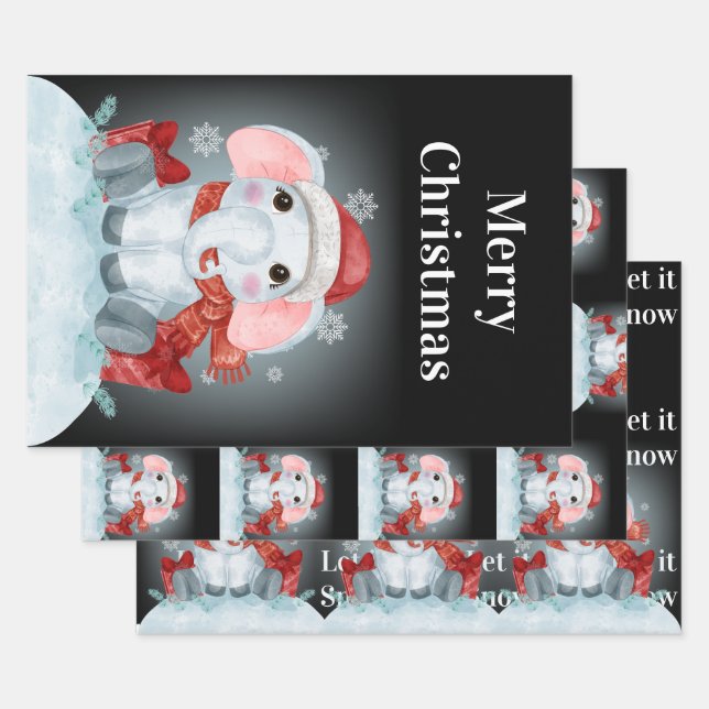 Frohe Weihnachts-Elefantenwrapping Paper Sheets Geschenkpapier Set (Set)