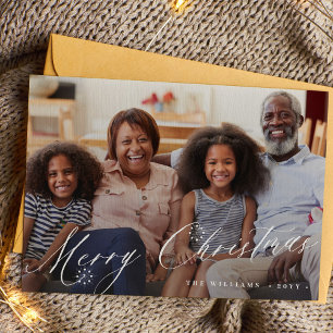 Frohe Weihnachts-elegante Drehbuch einfache Foto Feiertagskarte