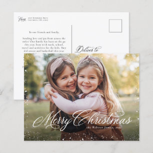 Frohe Weihnachts-elegante Drehbuch Klassik ein Fot Feiertagspostkarte