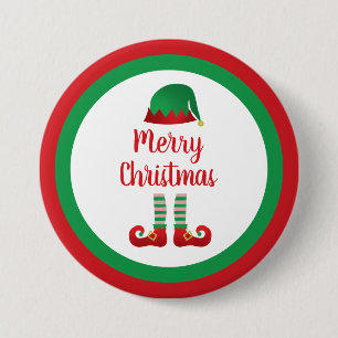 Frohe Weihnachts-Elf Outfit Red Typografy Button