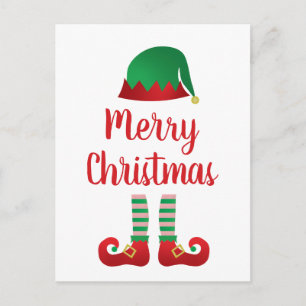 Frohe Weihnachts-Elf Outfit Red Typografy Postkarte