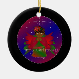 Frohe Weihnachts-Engel-Baby rund um die Welt Keramikornament