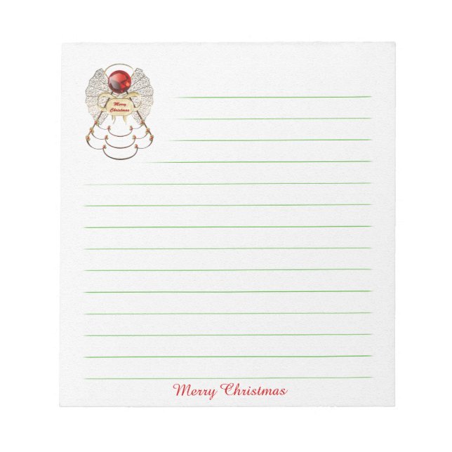 Frohe Weihnachts-Engel-Notepad - Vorlage Notizblock (Vorderseite)