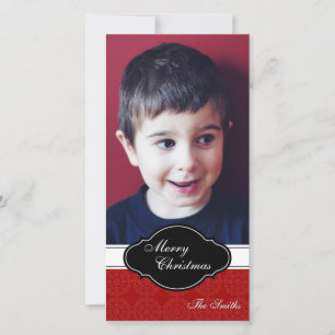 Frohe Weihnachts Familie Foto Card - Red Plaque Feiertagskarte