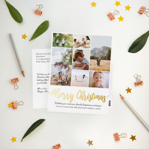 Frohe Weihnachts-Familie Foto Collage Folien Feiertagspostkarte
