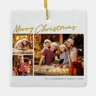 Frohe Weihnachts-Familie Foto Collage Keramikornament