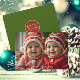 Frohe Weihnachts Familie Foto Flat Holiday Card Feiertagskarte