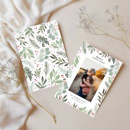 Frohe Weihnachts Familie Foto Green Watercolor Car Einladung