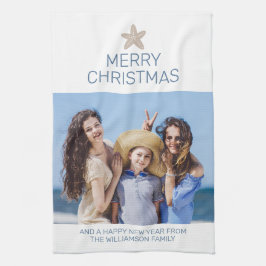 Frohe Weihnachts Familie Foto Küste Geschirrtuch