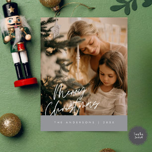 Frohe Weihnachts Familie Foto, Navy Blue Postkarte