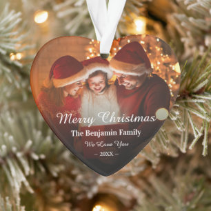 Frohe Weihnachts Familie Foto personalisieren Ornament