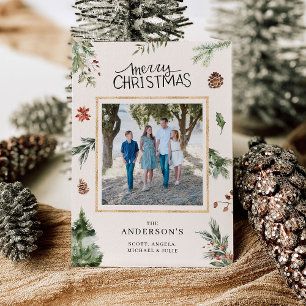 Frohe Weihnachts Familie Foto Wild Forrest Card Einladung