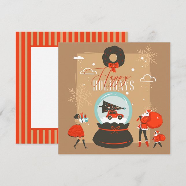 Frohe Weihnachts-Familie Spaß Flat Card (Vorne/Hinten)