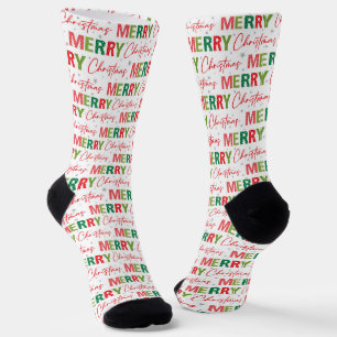 Frohe Weihnachts farbenfrohe Retro Typografie Must Socken