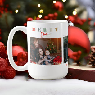 Frohe Weihnachts-farbige Familie Collage Typografi Kaffeetasse