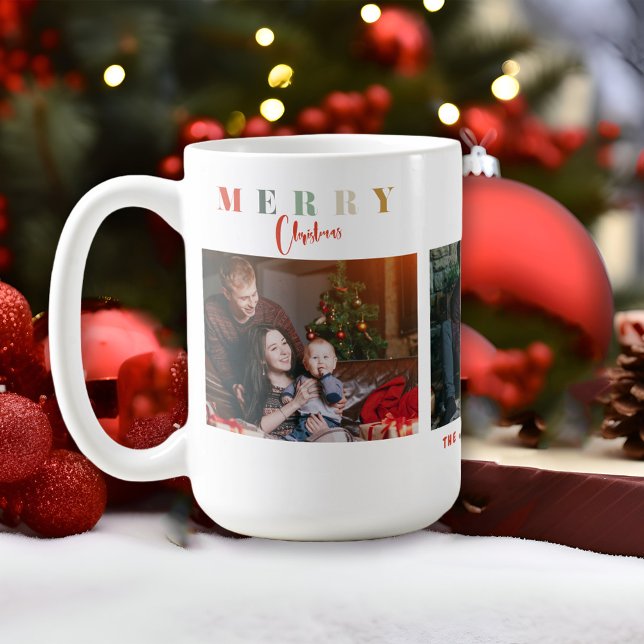 Frohe Weihnachts-farbige Familie Collage Typografi Kaffeetasse (Von Creator hochgeladen)