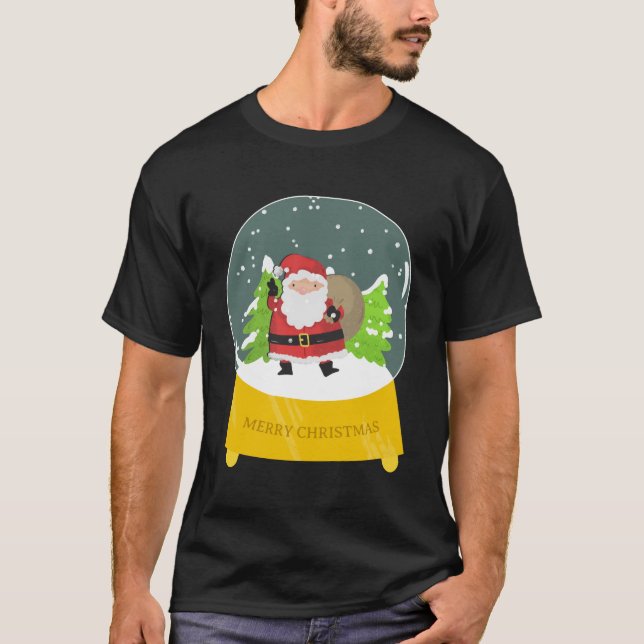Frohe Weihnachts-Feier Vibes T - Shirt mit Santa (Vorderseite)