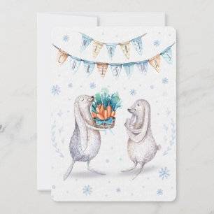 Frohe Weihnachts-Feier Winter Bunnies Feiertagskarte