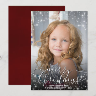 Frohe Weihnachts Feierliche Glitzern Foto Overlay Feiertagskarte