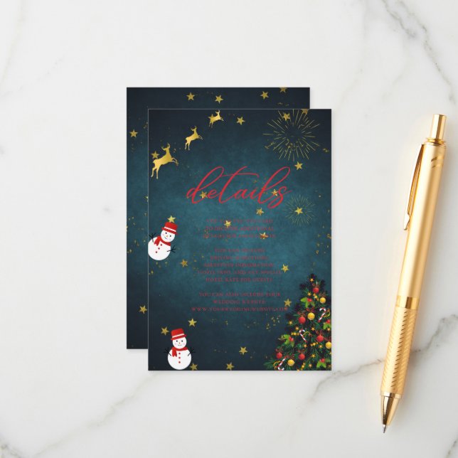 Frohe Weihnachts-Feiertag Gastdetails Begleitkarte (Vorderseite/Rückseite Beispiel)