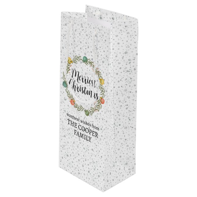Frohe Weihnachts-Feiertag Weihnachtsfeiertag Gesch Geschenktüte Für Weinflaschen (Vorderseite Schrägansicht)