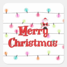 Frohe Weihnachts Feiertage Lichter mit dem Weihnac Quadratischer Aufkleber