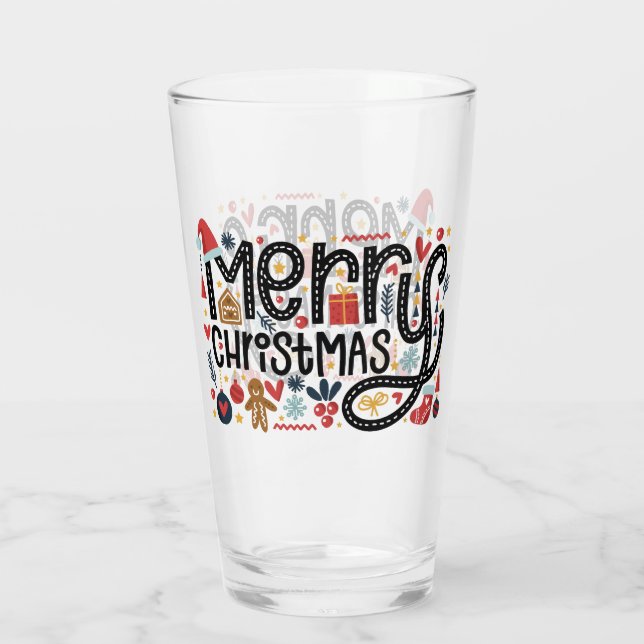 Frohe Weihnachts Feiertage Pint Glas (Rückseite)