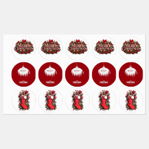Frohe Weihnachts-Feiertags-Aufkleber Etiketten