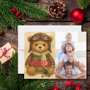 Frohe Weihnachts-Feiertags-Foto-Spaß Teddybär-Pilo Postkarte