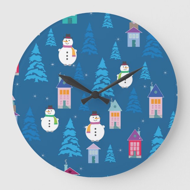 Frohe Weihnachts-Festivals Design Große Wanduhr (Vorderseite)