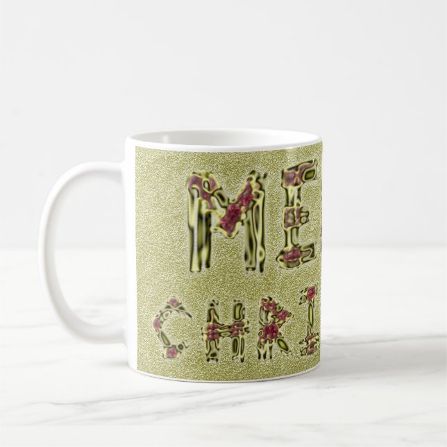 Frohe Weihnachts-Festivals Red Gold Typografie Tas Tasse (Links)