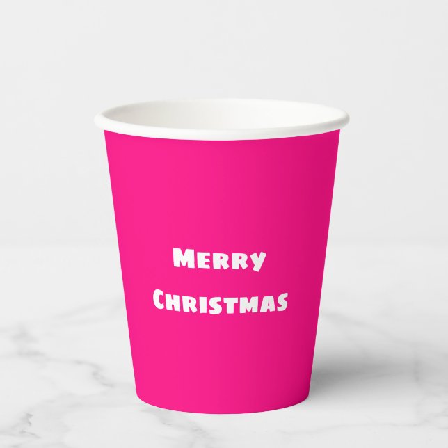 Frohe Weihnachts-festliche Liebe, Warmth Deep Pink Pappbecher (Vorderseite)