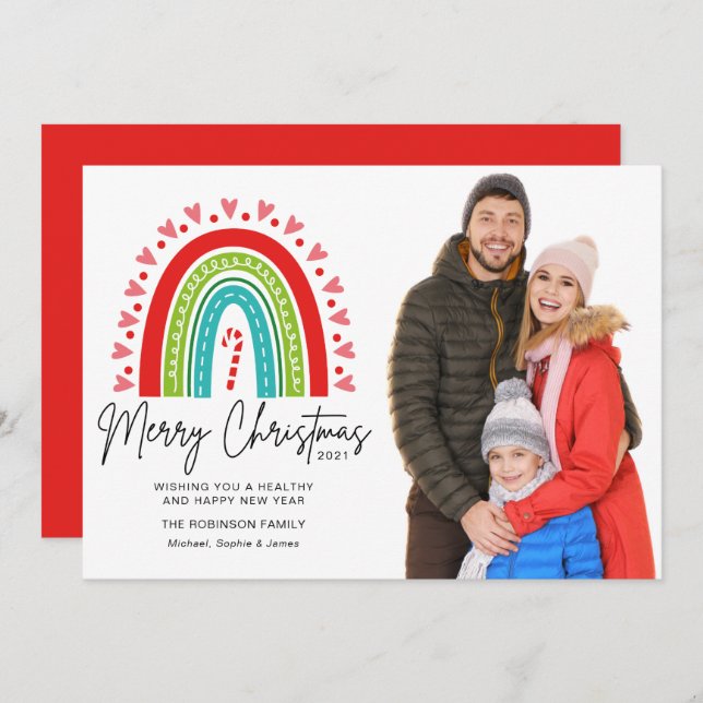 Frohe Weihnachts festliche Regenbogen Candy Cane F (Vorne/Hinten)