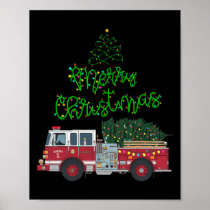 Frohe Weihnachts-Feuerwagen Xmas Tree Lights Boys  Poster
