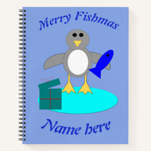 Frohe Weihnachts Fishing Pinguin Custom Notebook Notizbuch