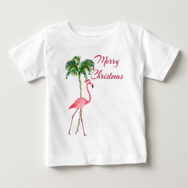 Frohe Weihnachts-Flamingo Baby T-shirt (Vorderseite)