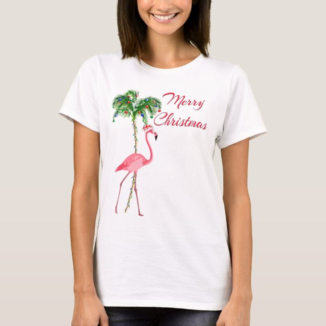 Frohe Weihnachts-Flamingo T-Shirt (Vorderseite)