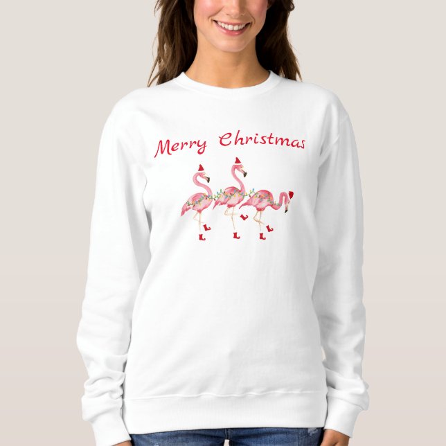 Frohe Weihnachts-Flamingos Sweatshirt (Vorderseite)