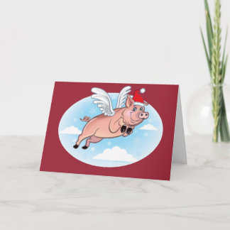 Frohe Weihnachts-Fliegenschwein-Grußkarte Feiertagskarte