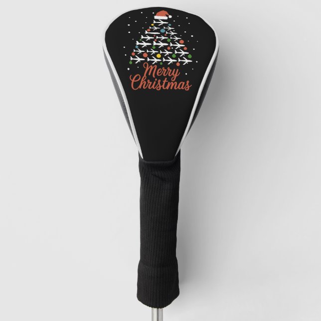 Frohe Weihnachts-Flugzeug Tree Urlaub Golf Headcover (Vorderseite)
