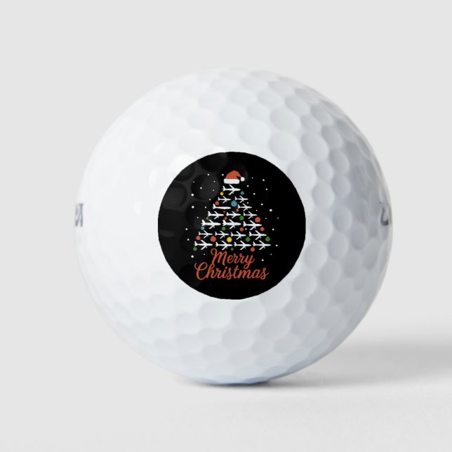 Frohe Weihnachts-Flugzeug Tree Urlaub Golfball (Vorderseite)