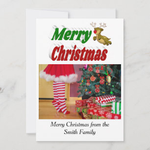 Frohe Weihnachts-Flying-Rentier-Foto-Typografie Feiertagskarte