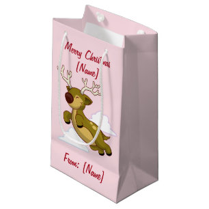 Frohe Weihnachts-Flying Rentier Niedlich Kleine Geschenktüte
