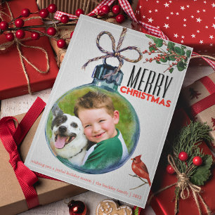 Frohe Weihnachts-Foto Bauble Einzigartiger Vintage Feiertagskarte