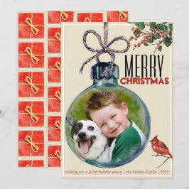 Frohe Weihnachts-Foto Bauble Einzigartiger Vintage Feiertagskarte