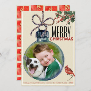 Frohe Weihnachts-Foto Bauble Einzigartiger Vintage Feiertagskarte