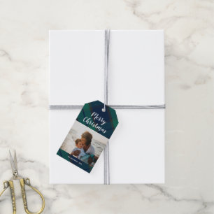 Frohe Weihnachts-Foto Black Watch Tartan Kariert Geschenkanhänger