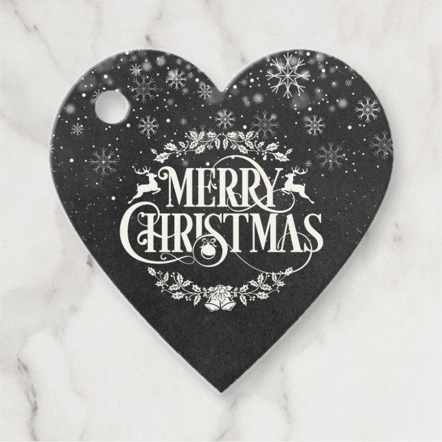 Frohe Weihnachts-Foto Boho Chalkboard Schneeflocke Geschenkanhänger (Vorderseite)