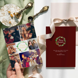 Frohe Weihnachts Foto Collage Familie Wasserfarbe Folien Feiertagskarte