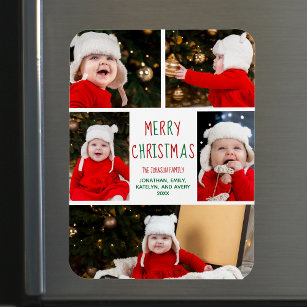 Frohe Weihnachts Foto Collage Hübsch Magnet Card